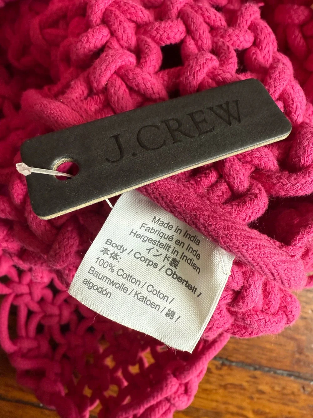 NEW NWT J Crew Hand-Knotted
Fuschia Pink Large Tote Bag - Picture 4 of 5